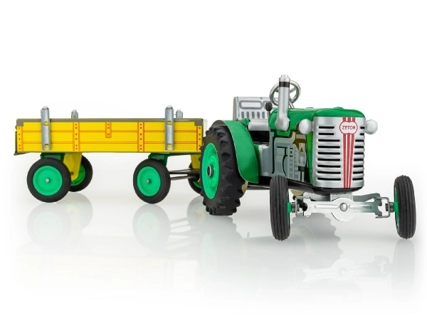 Traktor Zetor med trailer grøn nøgle metal 28cm Kovap i æske