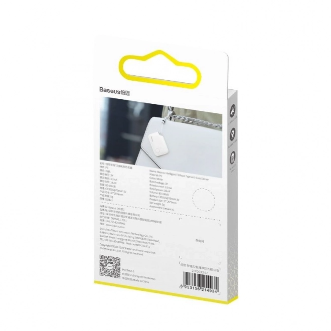 Intelligent mini Bluetooth lokator Baseus T2 hvid