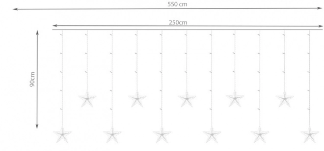 LED farvet gardin med stjerner - 2,5 m, 108 LED