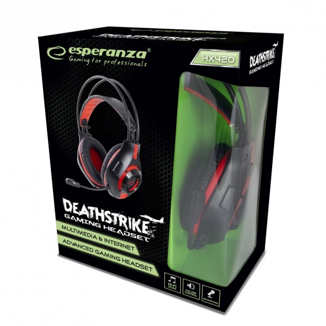 Gaming headset med mikrofon Deathstrike rød
