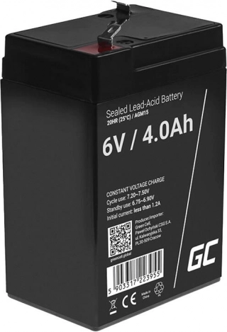 Vedligeholdelsesfri Green Cell AGM-batteri 6V/4Ah