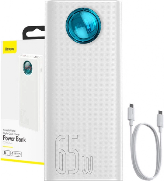 Powerbank Baseus Amblight 30000mAh, 65W, hvid