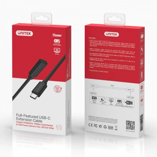 Universal USB-C forlængerledning Unitek 1m