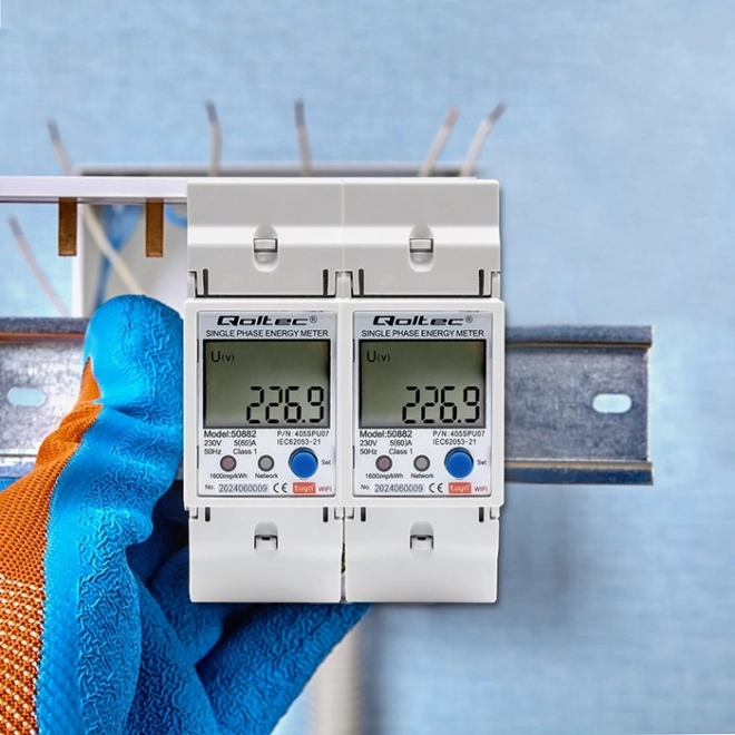 Enfaset elektronisk elmåler | DIN skinne | 230V | LCD | Wi-Fi
