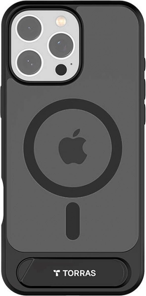 Torras Pstand etui med magnetisk kickstand til iPhone 16 Pro Max – sort