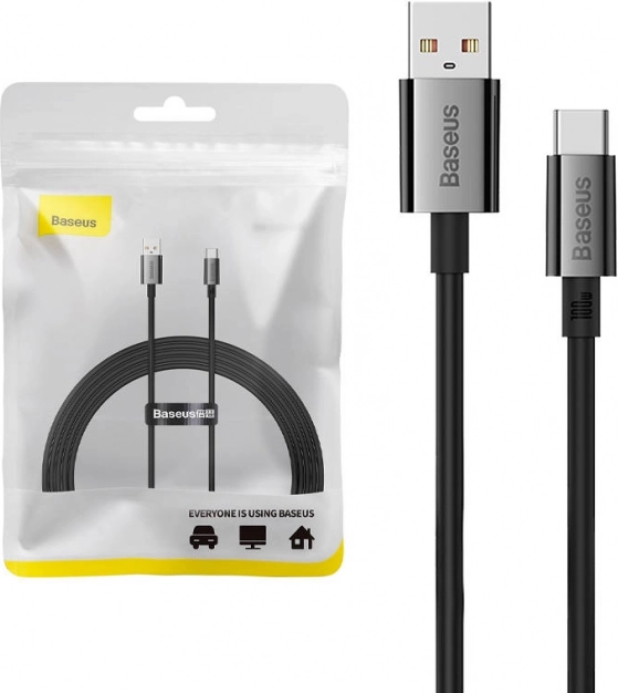 Baseus USB‑C opladnings- og datakabel med display 100 W, 2 m, sort