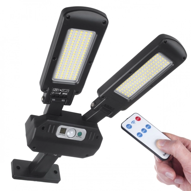 Solcelledrevet LED-gadelygte med sensor og fjernbetjening