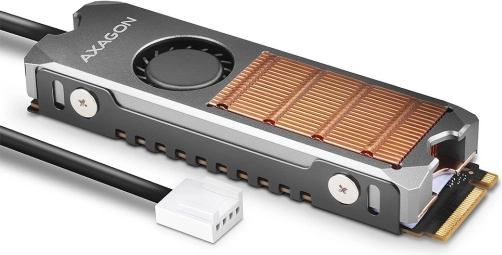 Kobberkøler med blæser til dobbeltsidede M.2 2280 SSD, højde 13 mm