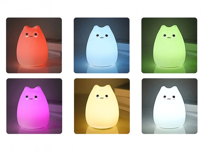 Børne Silikone Natlampe Kat RGB ved Berøring