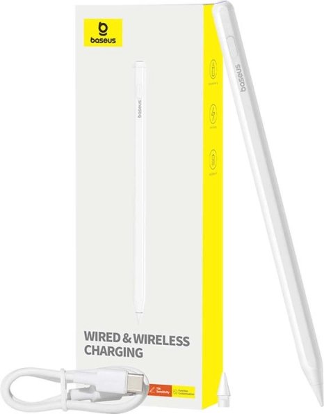 Aktiv stylus Baseus Smooth Writing 2 med trådløs og kablet opladning – hvid