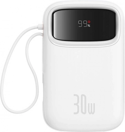 Baseus QPow 2 powerbank 10000 mAh, 30 W, USB‑C (hvid)