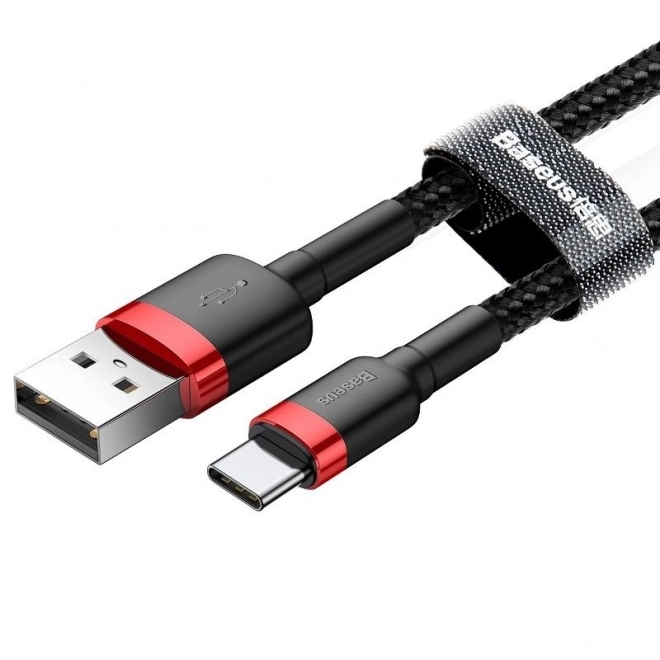 USB-C kabel Baseus Cafule 3A 1m rød-sort