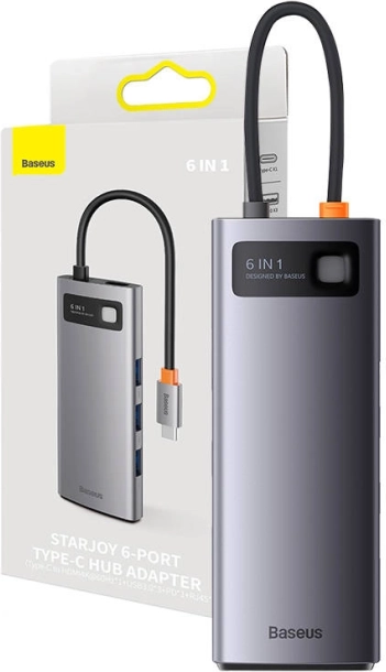 Baseus StarJoy 6v1 USB-C hub med flere porte