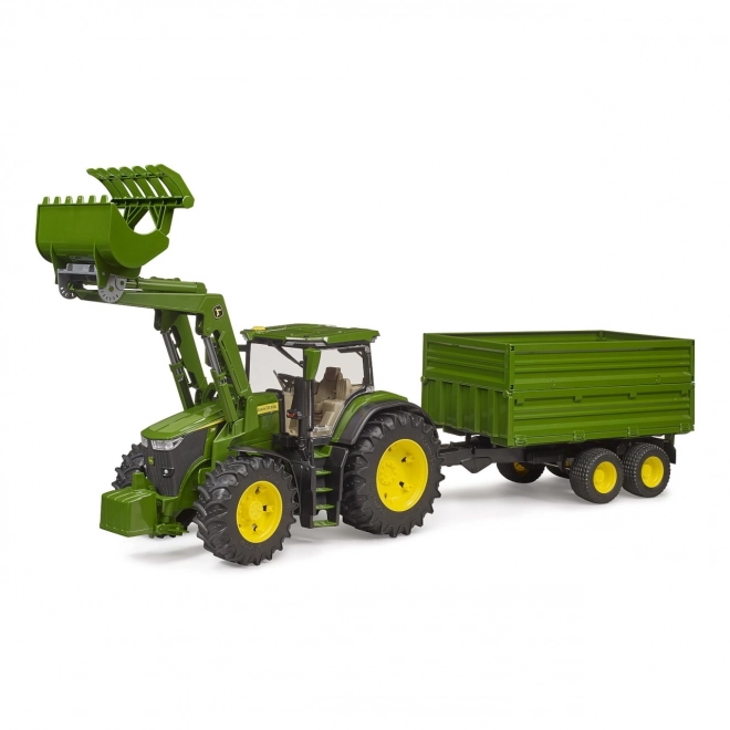 Traktor John Deere 7R med frontlæsser og trailer