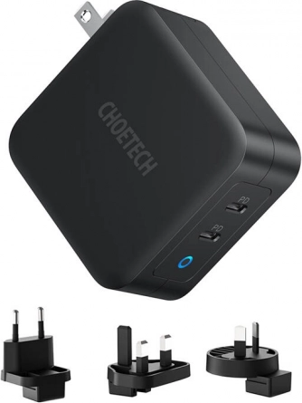 choetech 100w gan dual usb‑c pd vægoplader