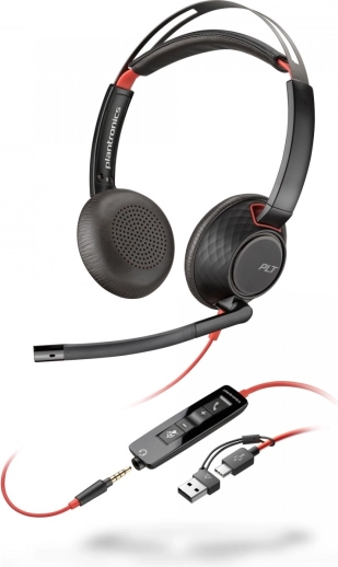 Stereoheadset Poly Blackwire 5220 med USB-C og adapter