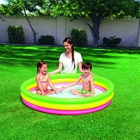 Farverigt oppusteligt babypool 152x30cm i kasse 30x24x7cm 2+