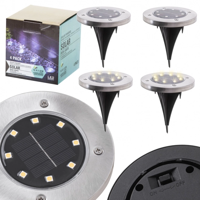 Have solcellebelysning 8 LED 4stk - kold hvid