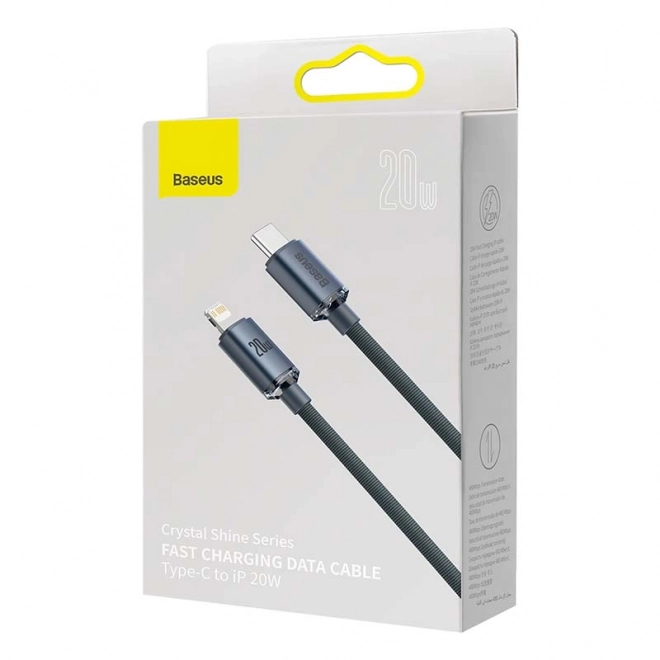 Baseus Crystal kabel USB-C til Lightning 20W PD - sort