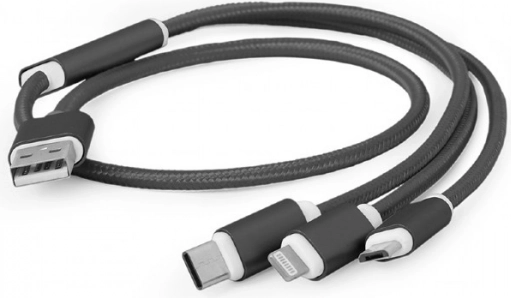 USB opladerkabel 3i1, 1 m, sort