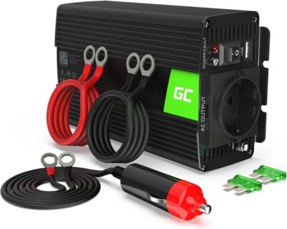Strømomformer GREEN CELL 12 V til 230 V 500 W (1000 W spids) – modificeret sinus