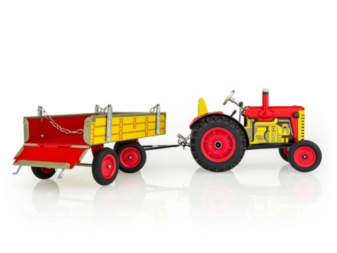 Traktor Zetor med anhænger rød på nøgle metal 28cm Kovap i æske