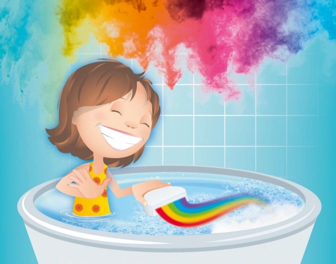 Regnbue-brusebombe til badet