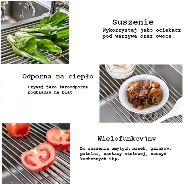Rullende opvaskestativ til opvaske og grønnsager / Tørestativ / Rulleunderlag - grå