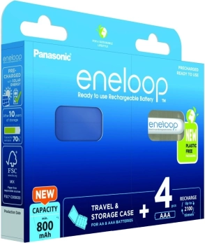 Eneloop AAA genopladelige batterier 800 mAh 4 stk med æske