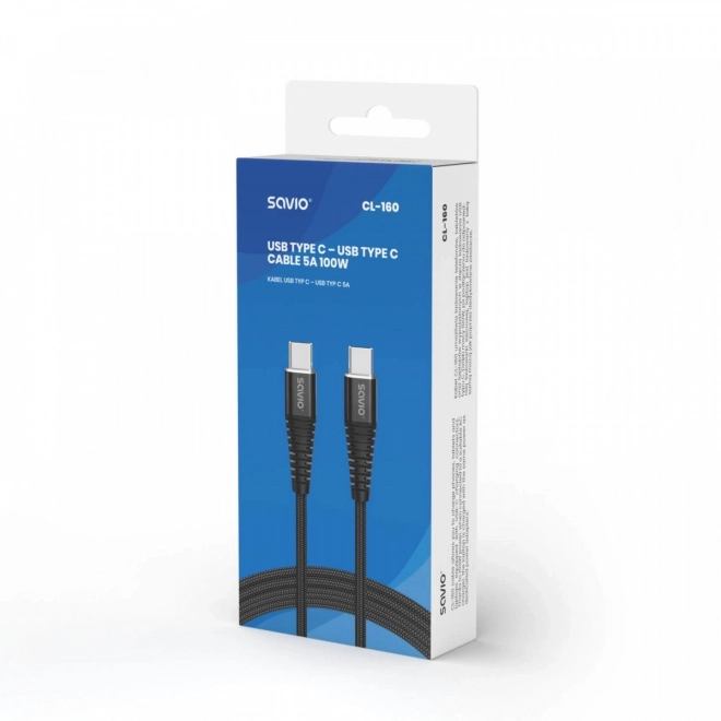 USB-C-kabel Savio 5A 2m