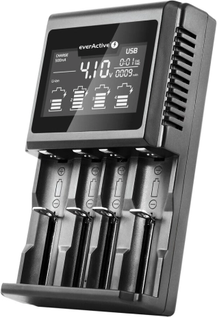 Universaloplader EVERACTIVE UC-4000 til Li‑ion- og Ni‑MH-akkumulatorer