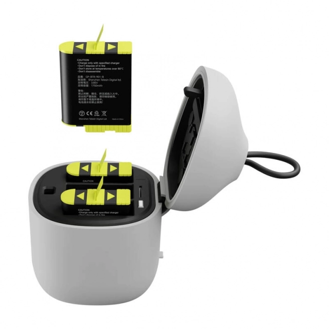 Telesin oplader Allin Box til tre batterier + 3 batterier til GoPro Hero 12/11/10/9 (gul)