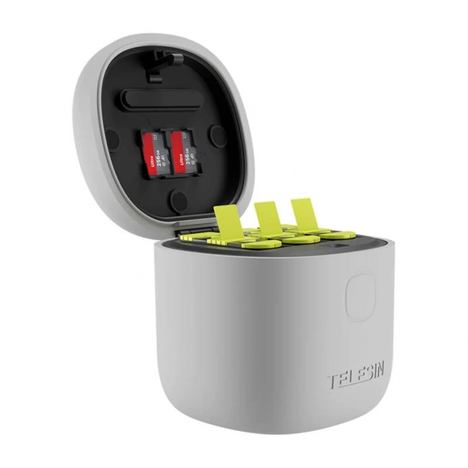 Telesin oplader Allin Box til tre batterier + 3 batterier til GoPro Hero 12/11/10/9 (gul)