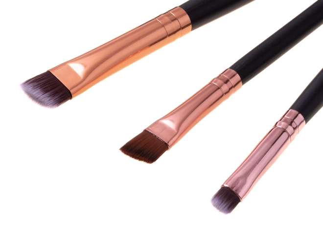 Sæt af makeupbørster 15 stk + etui - brun