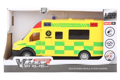 Gul ambulancebil på batteri