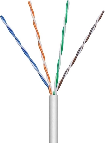Installationskabel U/UTP Cat5e, 4 par, 100% kobber, 305 m, grå