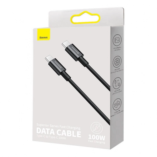 Kabel Baseus Superior Series USB-C til USB-C, 100W, 2m (sort)