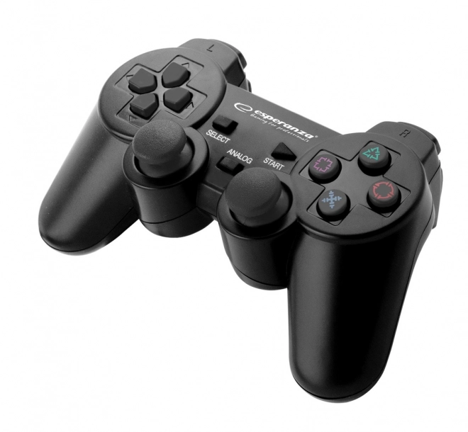 Gamepad sort med vibrationer til PS3 og PC
