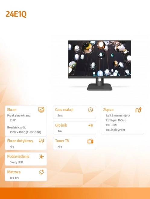 AOC Skærm 23.8 IPS med DP og HDMI