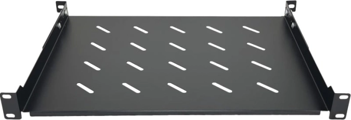 Fast hylde til 19" rack 1U, dybde 350 mm, sort