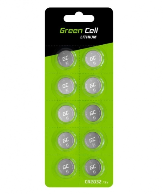 Knappcellebatterier Green Cell 10x CR2032 3V