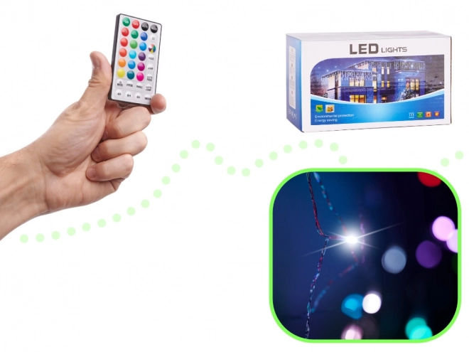 LED farvet gardin med lygter - 3 m, 200 LED