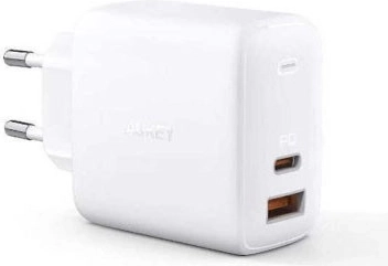 Hvid netadapter Aukey Omnia GaN 2xUSB Power Delivery (1x USB-A + 1x USB-C) 65W 5,4A