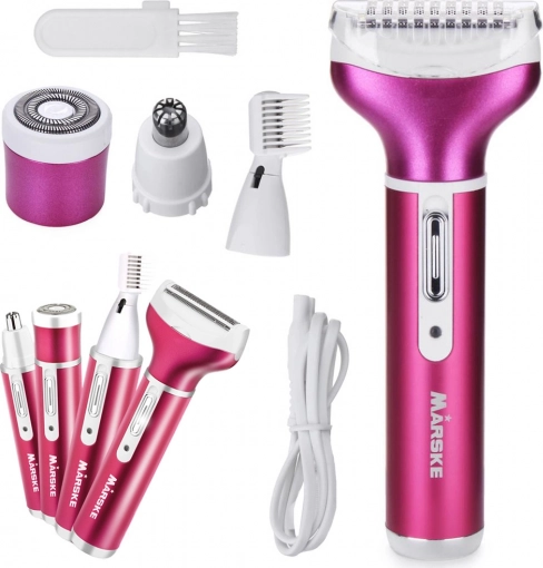 Dameepilator og barbermaskine 4-i-1 med udskiftelige hoveder – Rosa