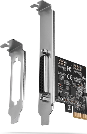 PCIe-controller med 1 parallel LPT-port (DB25) med lav og standard profil