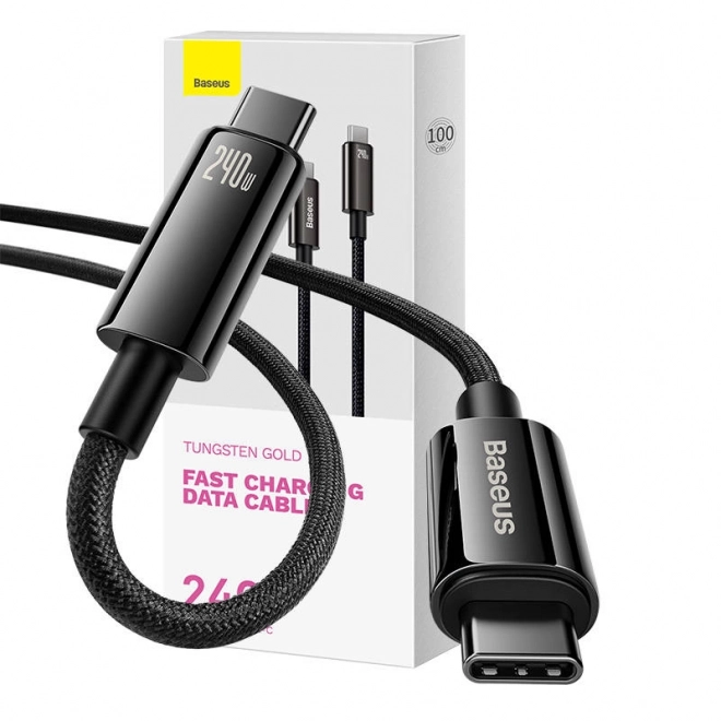 Kabel USB-C til USB-C Baseus Tungsten Guld 240W 1 m (sort)