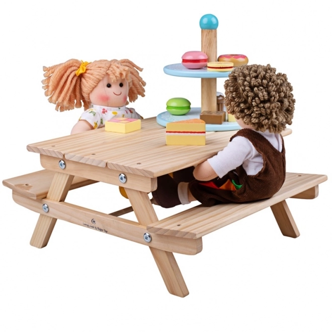 Træ picnicbænk til dukker Bigjigs Toys