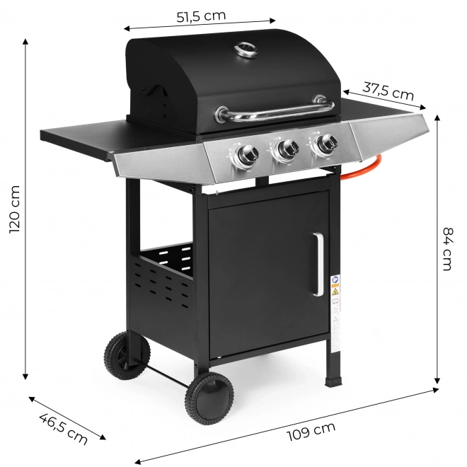 Gasgrill til haven med 3 brændere