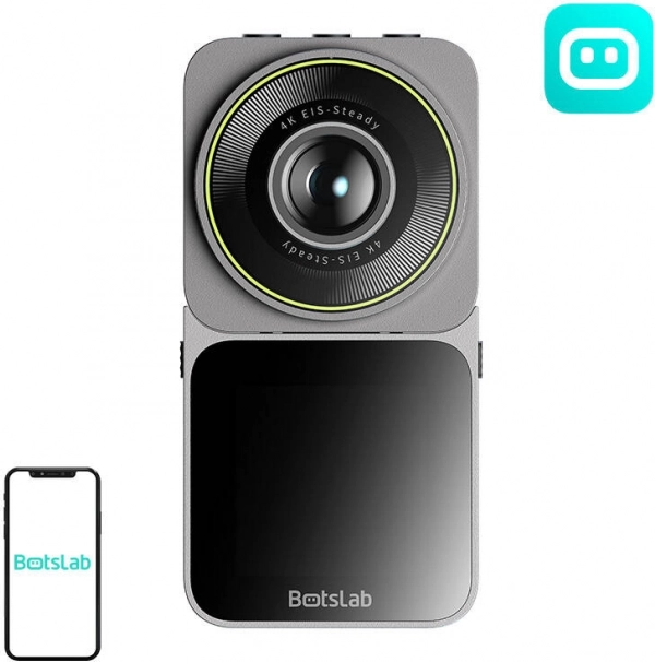Dobbelt 4K bilkamera og actionkamera BOTSLAB med Wi‑Fi 2,4 GHz og 1700 mAh batteri