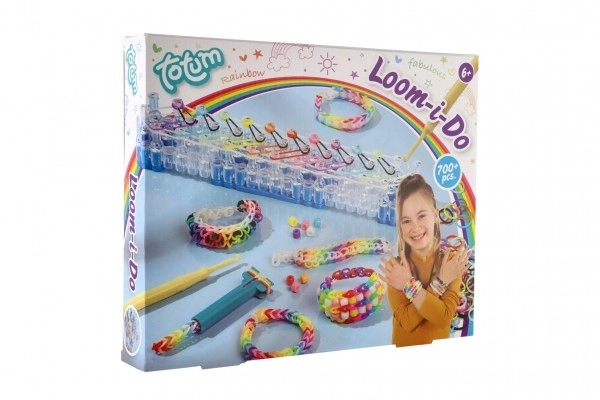 Lav dit eget armbånd 700+ stk elastikker, perler + værktøj + væv til armbånd i kasse 30x24cm